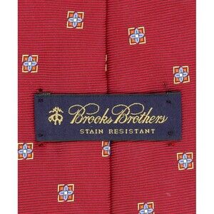 Brooks Brothers USA Shiny Dark Red Floral Dot Vintage Tie Stain Resistant